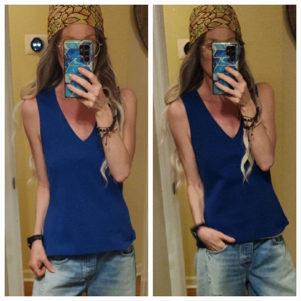 J Crew Cobalt Blue Ponte Zip Back Tank